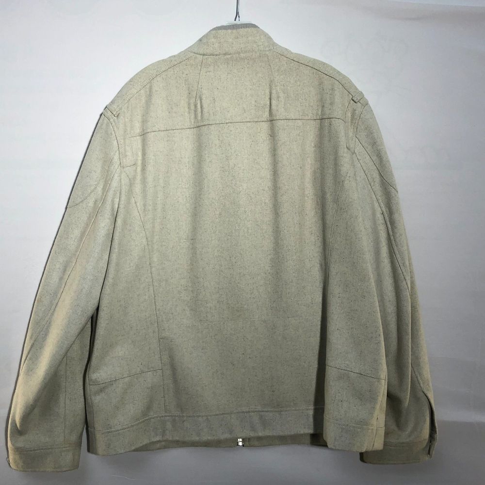 International Concepts Beige Wool Blend Full Zipped Jacket 4 Front Pockets XXL - Picture 2 of 9